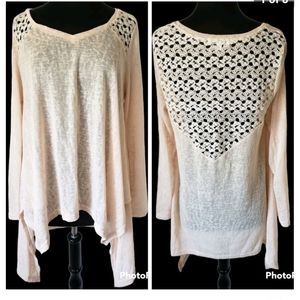 Umgee M Top Tunic Lightweight Open Crochet Shoulde
